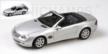 Mercedes Benz SL Opening Roof 2001 Silver Zilver  1/43