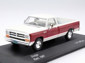 Dodge Ram  1987  White red  Wit  rood Pick up   1/43