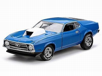 Ford Mustang 1971 Drag race Blauw Blue Goodyear  1/18