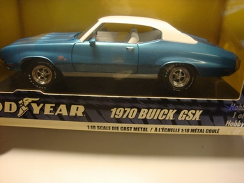 Buick 1970 GSX  Good Year Tires Blauw Wit   Blue White  1/18