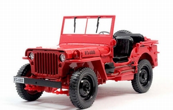 Jeep Willys 1/4 ton Army truck Rood Red  1/18