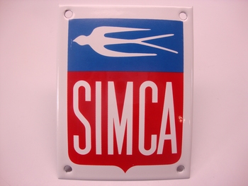 Simca RH 10 X 13 cm Emaille Rood Wit Blauw