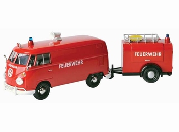 VW Volkswagen Type 2 T1 fire truck + tools trailer  1/24