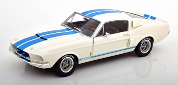 Shelby Mustang GT500 wit - white blue stripes  1/18