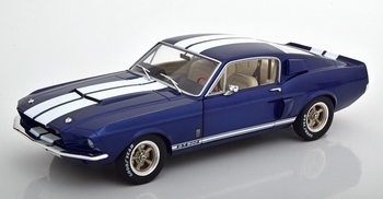 Shelby Mustang GT 500 Blauw - blue  white stripes  1/18