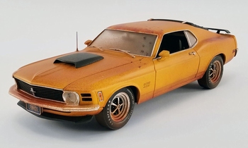 Ford Mustang Boss 429 + car trailer weathered  1/18
