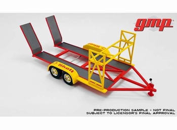 Shell auto aanhangwagen - car trailer Geel/rood - Yellow/red  1/18