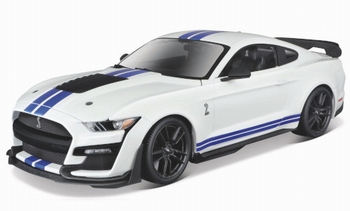 Ford Mustang Shelby GT500 Wit met blauwe strepen 2020  1/18