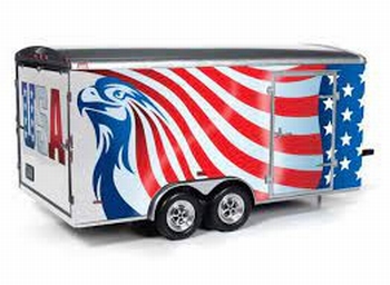 Trailer American flag Four wheel enclosed trailer  1/18