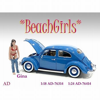 Beach Girl Gina in Rode bikini met Jeans broek  1/18