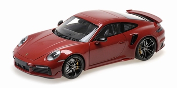 Porsche 911 (992) Turbo S coupe sport design 2021 Rood - Red  1/18