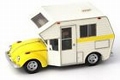 VW Volkswagen Beetle Kever Camper Caravan Mobilhome Geel 1/43