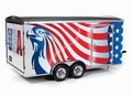 Trailer American flag Four wheel enclosed trailer 1/18