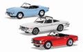 Triumph toples collection  3 car set Rood / wit / blauw 1/43
