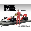Racing legends 80s-A rood race pak en gele helm 1/18