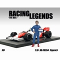 Race legends 80s - B blauw pak wit blauwe helm 1/18