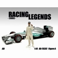 Racing Legends 2000s -A Piloot wit met helm en zwarte pet 1/18